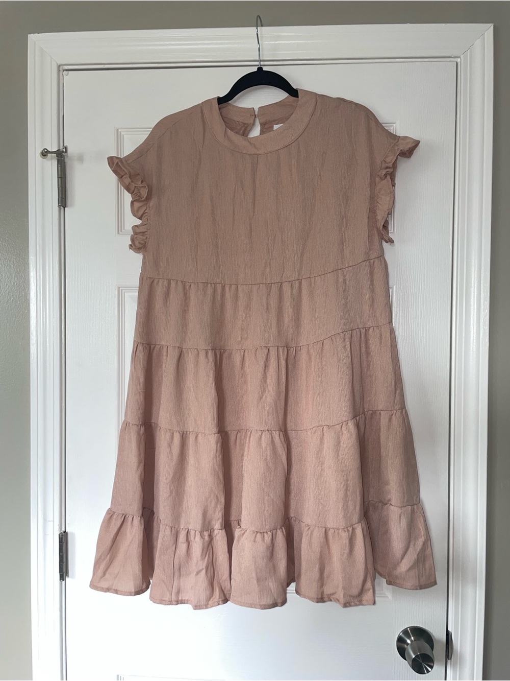 Tiered Ruffle Short-Sleeve Mini Dress - Blush